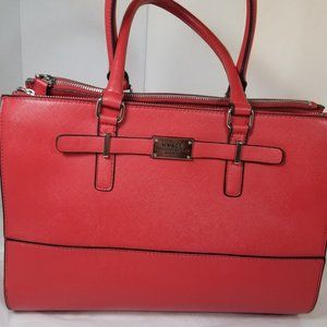 Red Guess Large Vegan Satchel With Double Handles